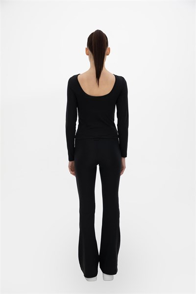 Oma Uzun Kollu Crop Jet Black M