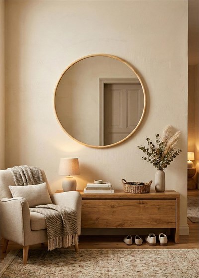 The Mia Nord Ahşap Duvar Aynası 70x70 cm