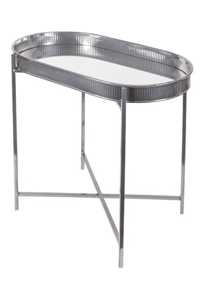 The Mia Sehpa Krom Taşınabilir Aynalı Tepsi 56x32x56 Cm
