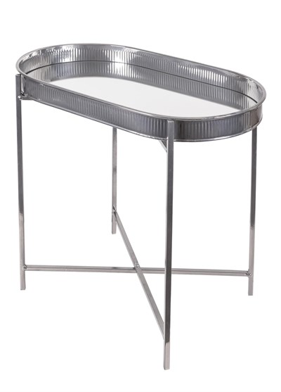 The Mia Sehpa Krom Taşınabilir Aynalı Tepsi 56x32x56 Cm