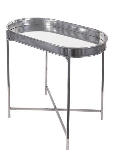 The Mia Sehpa Krom Taşınabilir Aynalı Tepsi 56x32x56 Cm
