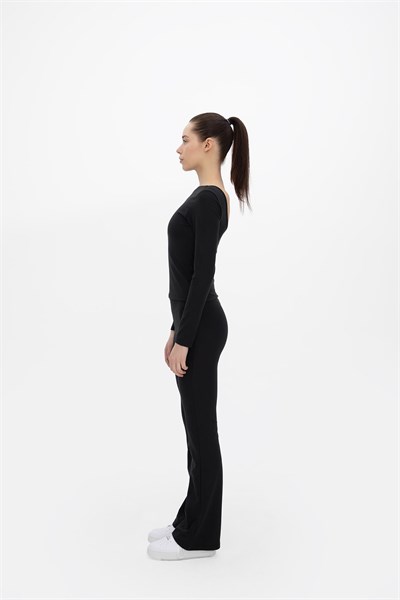 Oma Flare Paça Tayt Jet Black L