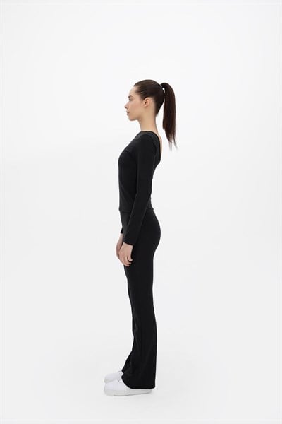 Oma Flare Paça Tayt Jet Black M