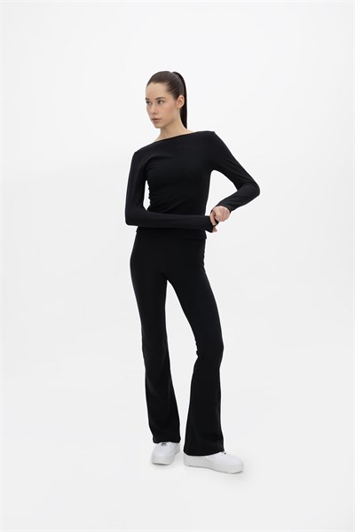 Oma Flare Paça Tayt Jet Black M
