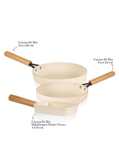 The Mia Cucina Di Mia İndüksiyon Tabanlı Seramik Tava Seti 3 Parça