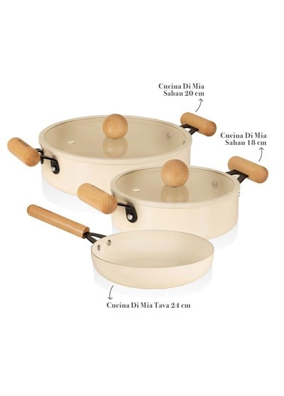The Mia Cucina Di Mia İndüksiyon Tabanlı Seramik Sahan Tava Seti 5 Parça
