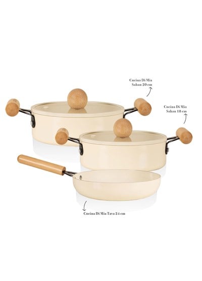 The Mia Cucina Di Mia İndüksiyon Tabanlı Seramik Sahan Tava Seti 5 Parça
