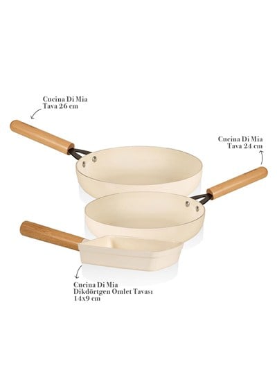The Mia Cucina Di Mia İndüksiyon Tabanlı Seramik Tava Seti 3 Parça
