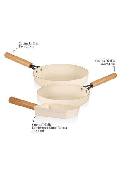 The Mia Cucina Di Mia İndüksiyon Tabanlı Seramik Tava Seti 3 Parça