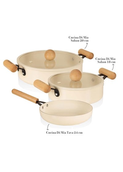 The Mia Cucina Di Mia İndüksiyon Tabanlı Seramik Sahan Tava Seti 5 Parça