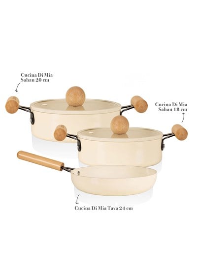 The Mia Cucina Di Mia İndüksiyon Tabanlı Seramik Sahan Tava Seti 5 Parça