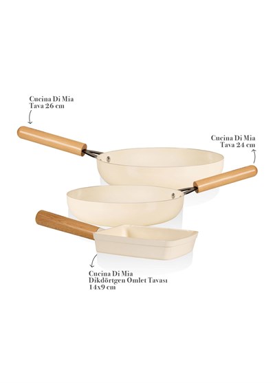 The Mia Cucina Di Mia İndüksiyon Tabanlı Seramik Tava Seti 3 Parça