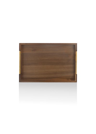 The Mia Natura Akasya Metal Kulplu Tepsi Gold 45x30x5 cm