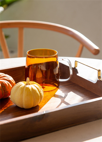 The Mia Natura Metal Kollu Akasya Tepsi 45x30 cm