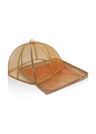 The Mia Transparan Bambu Hasır Tepsi 38x38x24 cm