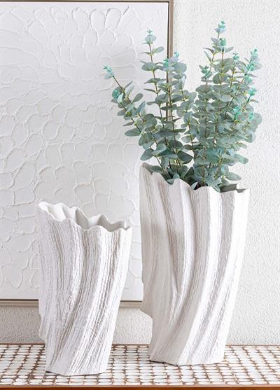 The Mia Licia Seramik Vazo Beyaz 24x15x38 cm