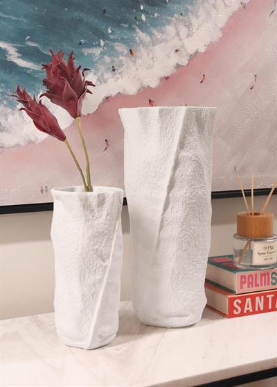 The Mia Licia Seramik Vazo Beyaz 12x8x26 cm