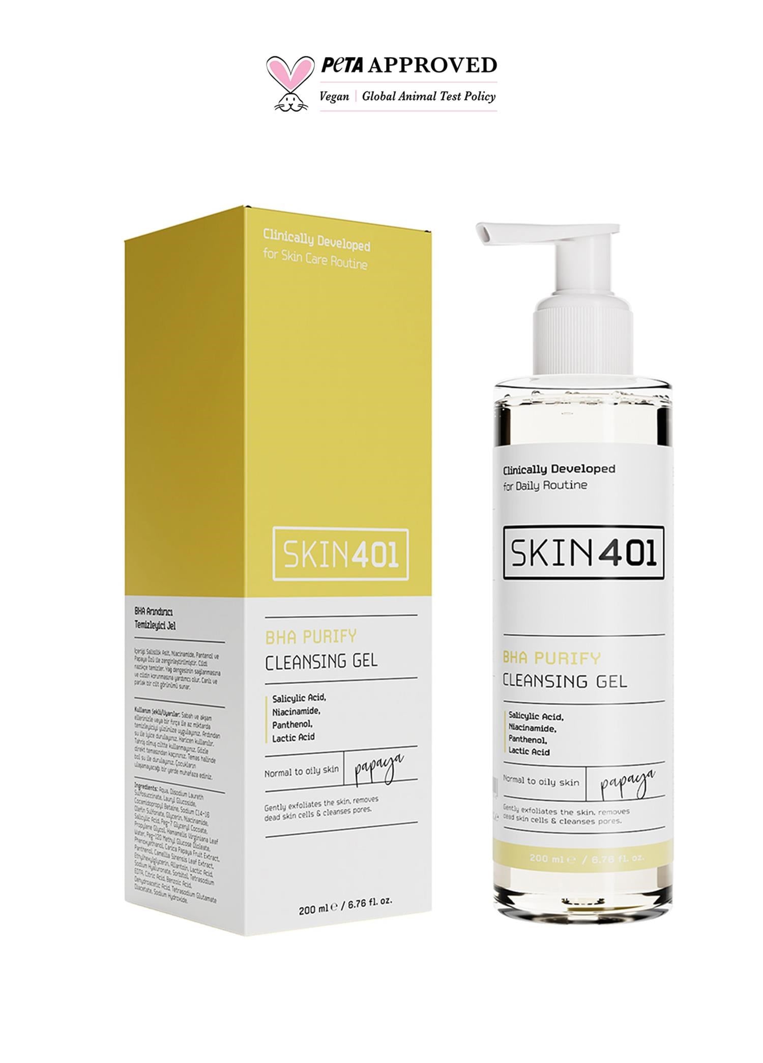 Kişisel Bakım Skin401 BHA Arındırıcı Siyah Nokta Karşıtı Yüz Temizleme Jeli 200ml