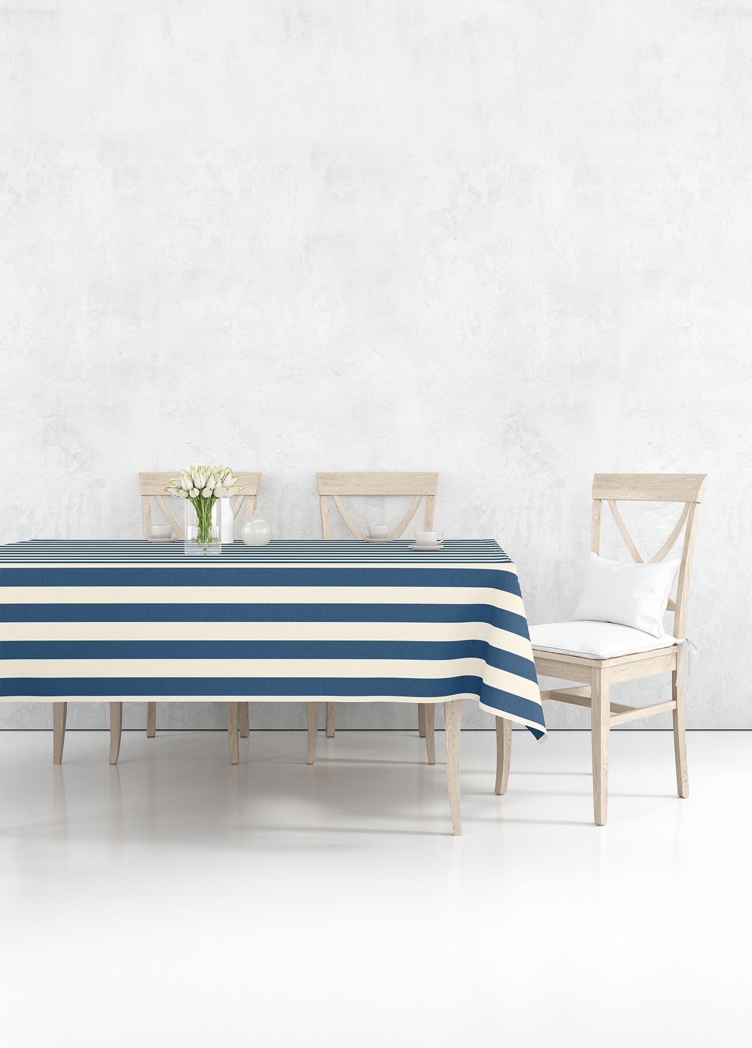 Masa Örtüsü The Mia Stripe Dikdörtgen Masa Örtüsü Lacivert 150x230 cm