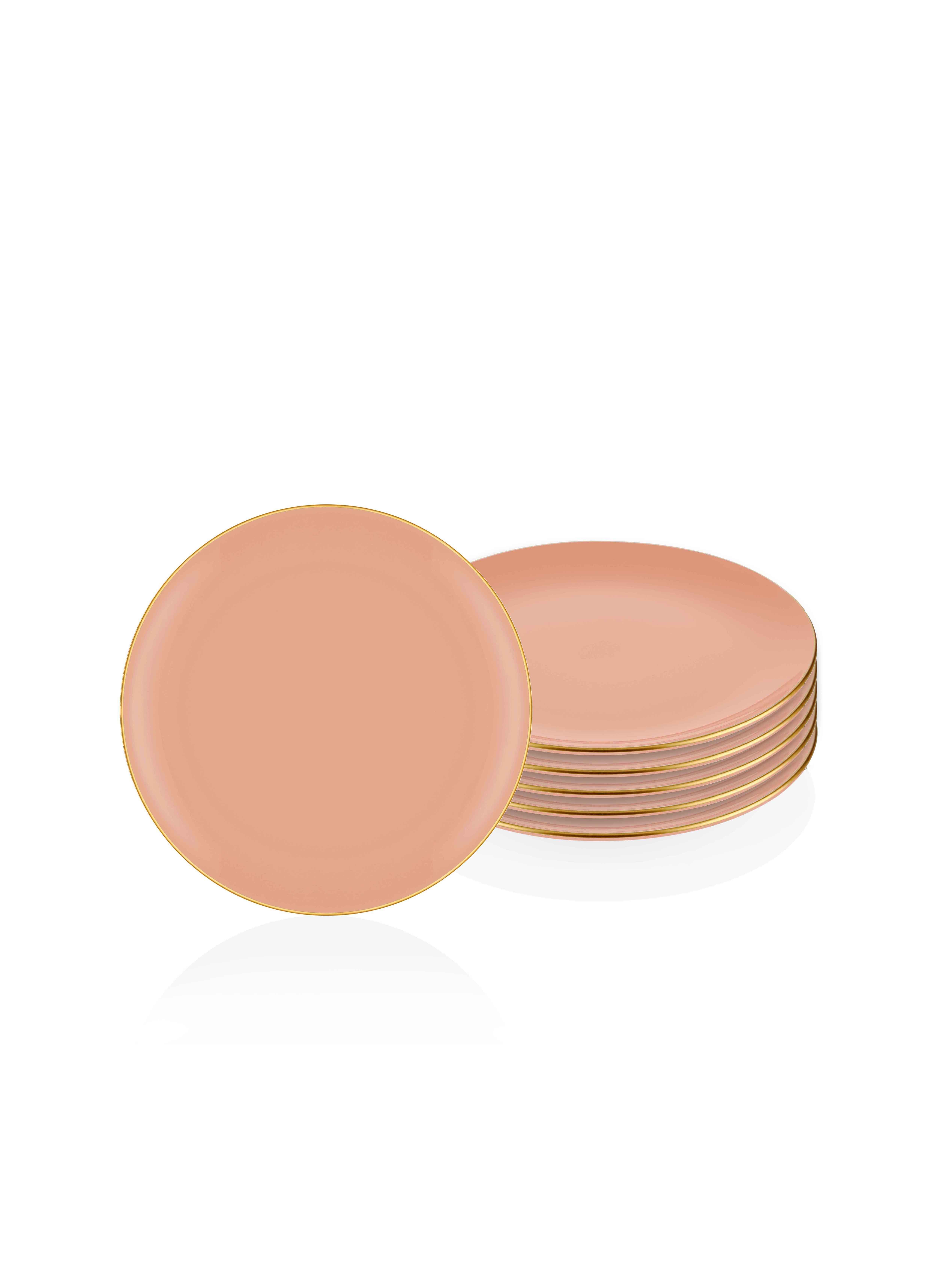 Pasta Tabağı Seti The Mia Basic Pasta Tabağı 6 Lı Set Somon Pembe - 19cm