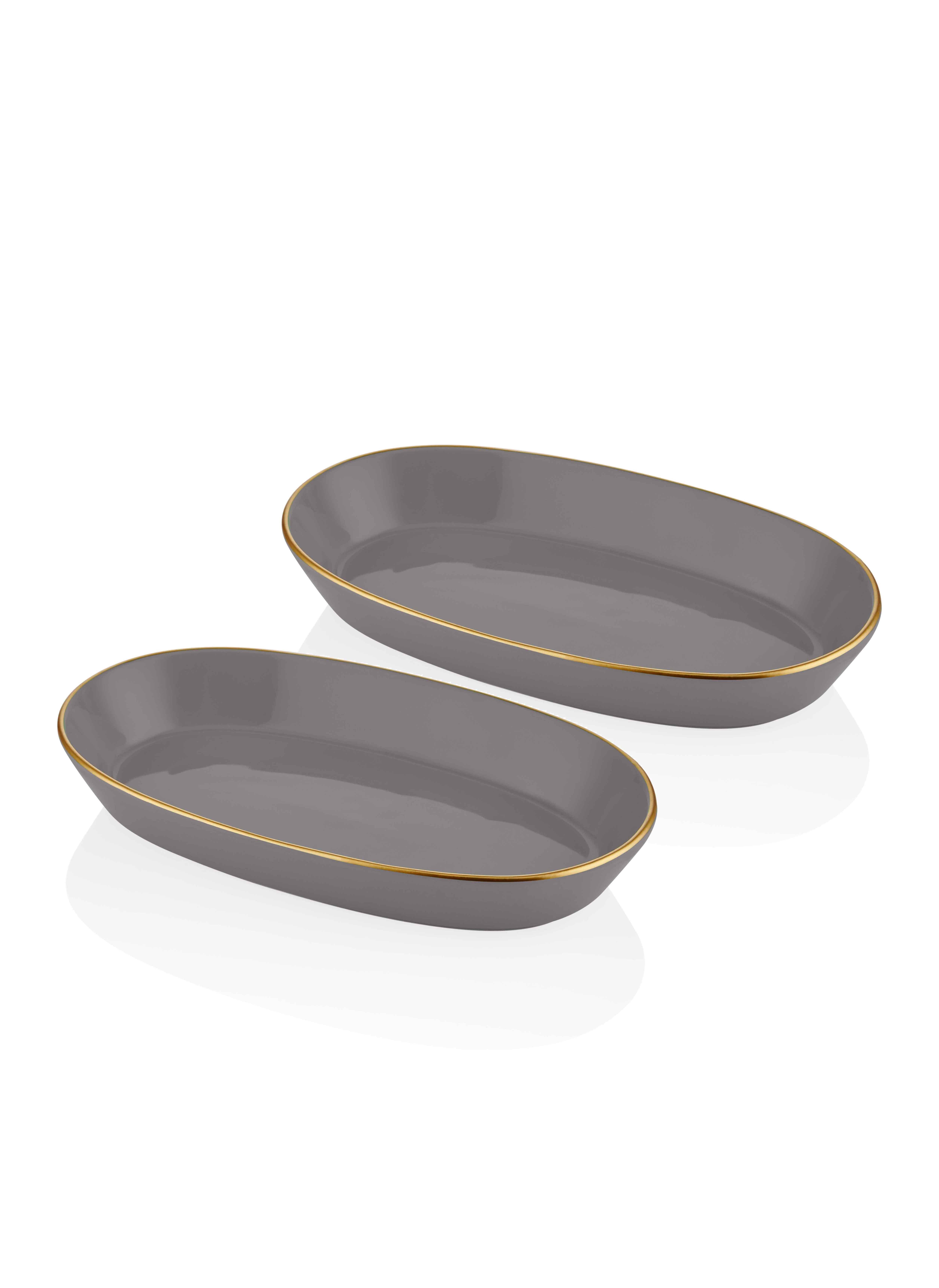Servis Tabağı The Mia Basic Oval Servis Gri 2li Set 29cm