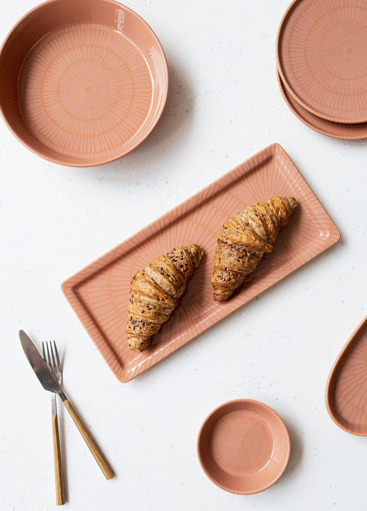 Servis Tabağı The Mia Noon Dikdörtgen Servis Tabağı Somon 35x16 cm