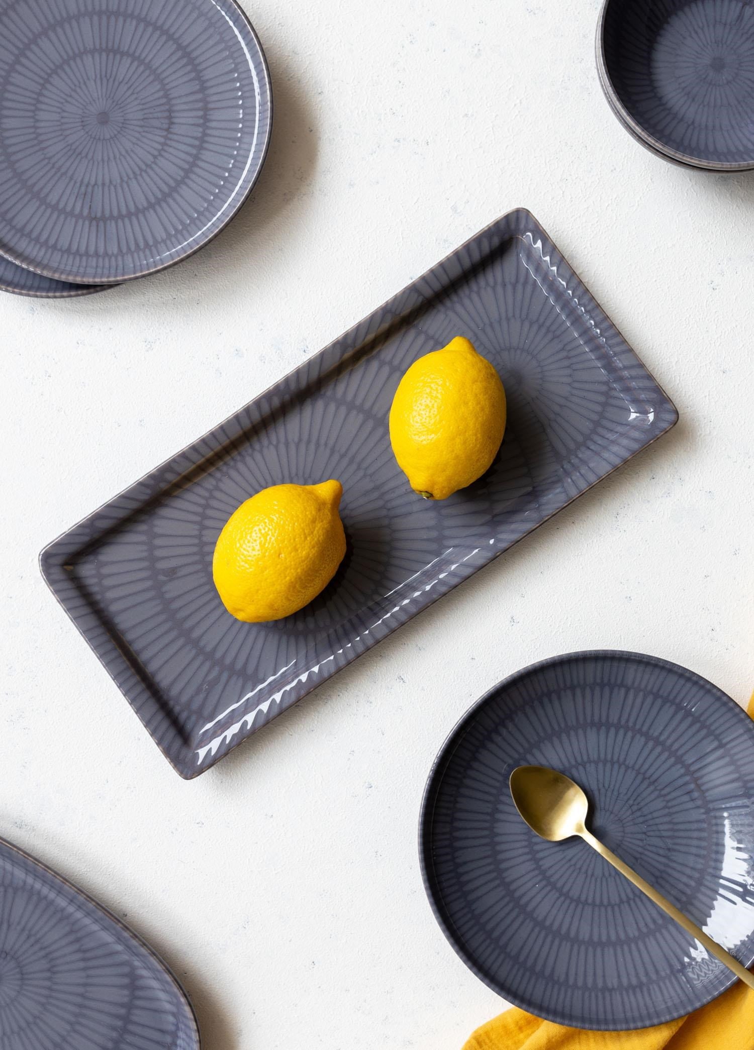 Servis Tabağı The Mia Noon Dikdörtgen Servis Tabağı Gri 35x16 cm