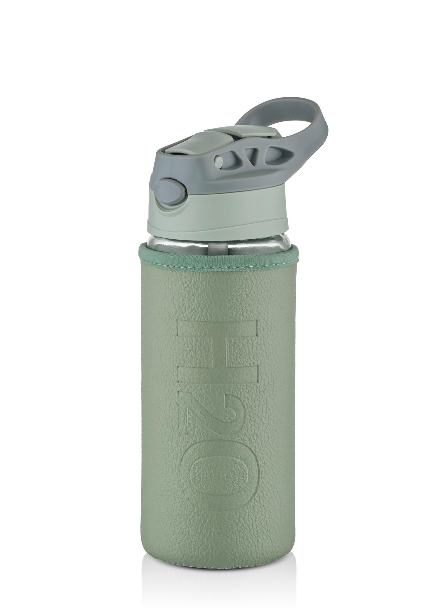 Termos & Mataralar The Mia H2O Deri Kılıflı Pipetli Cam Matara Yeşil 500 ml