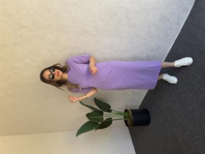 Basic Kısa Kol Elbise Lila