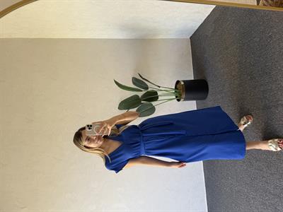 Düğmeli Ayrobin Elbise Mavi - 1059