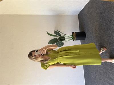 Düğmeli Ayrobin Elbise Yağ Yeşili - 1059