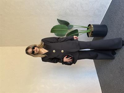 Gold Düğmeli Scuba Takım Siyah - 1072