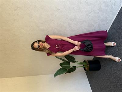 Gold Tokalı Linda Elbise Bordo-1045