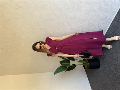 Gold Tokalı Linda Elbise Bordo-1045