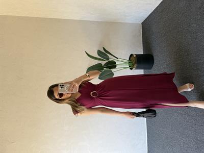 Gold Tokalı Linda Elbise Bordo-1045