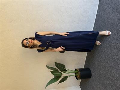 Gold Tokalı Linda Elbise Lacivert - 1045