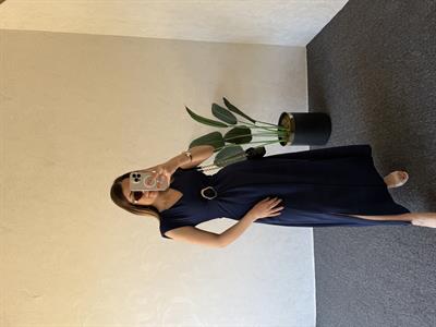 Gold Tokalı Linda Elbise Lacivert - 1045