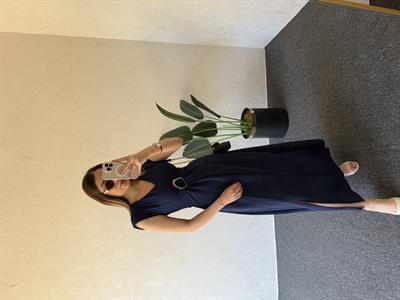 Gold Tokalı Linda Elbise Lacivert - 1045