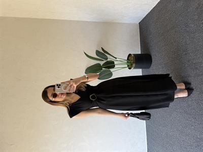 Gold Tokalı Linda Elbise Siyah - 1045 