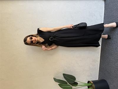 Gold Tokalı Linda Elbise Siyah - 1045 