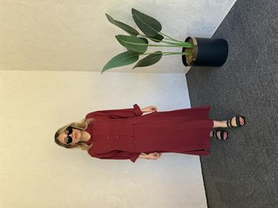 Gömlekli İp Askı Tensel Elbise Bordo - 1054