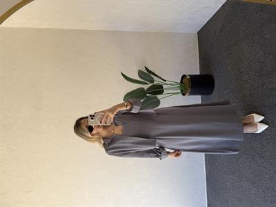 Gömlekli İp Askı Tensel Elbise Gri - 1054