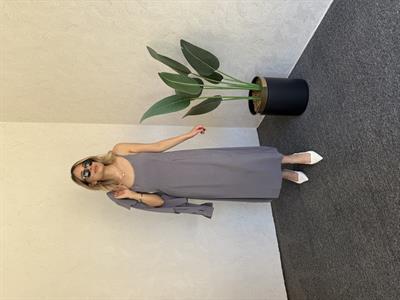 Gömlekli İp Askı Tensel Elbise Gri - 1054