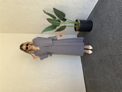 Gömlekli İp Askı Tensel Elbise Gri - 1054