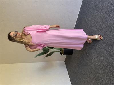 Gömlekli İp Askı Tensel Elbise Pembe - 1054