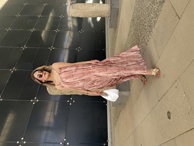 Halka Kolyeli Askılı Elbise Pudra - 1058