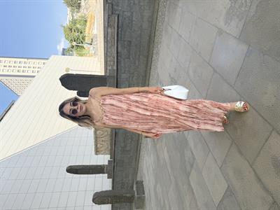 Halka Kolyeli Askılı Elbise Pudra - 1058