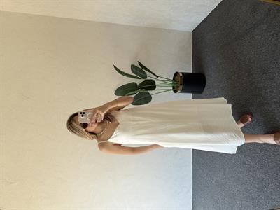 İp Askı Çilek Keten Elbise Beyaz - 1049