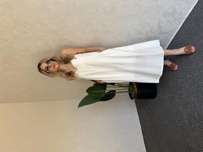 İp Askı Çilek Keten Elbise Beyaz - 1049