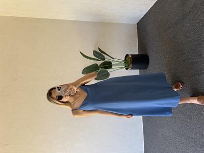 İp Askı Çilek Keten Elbise Mavi - 1049